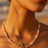 naszyjnik Lust & Trust Gold Pink Pearl Matte