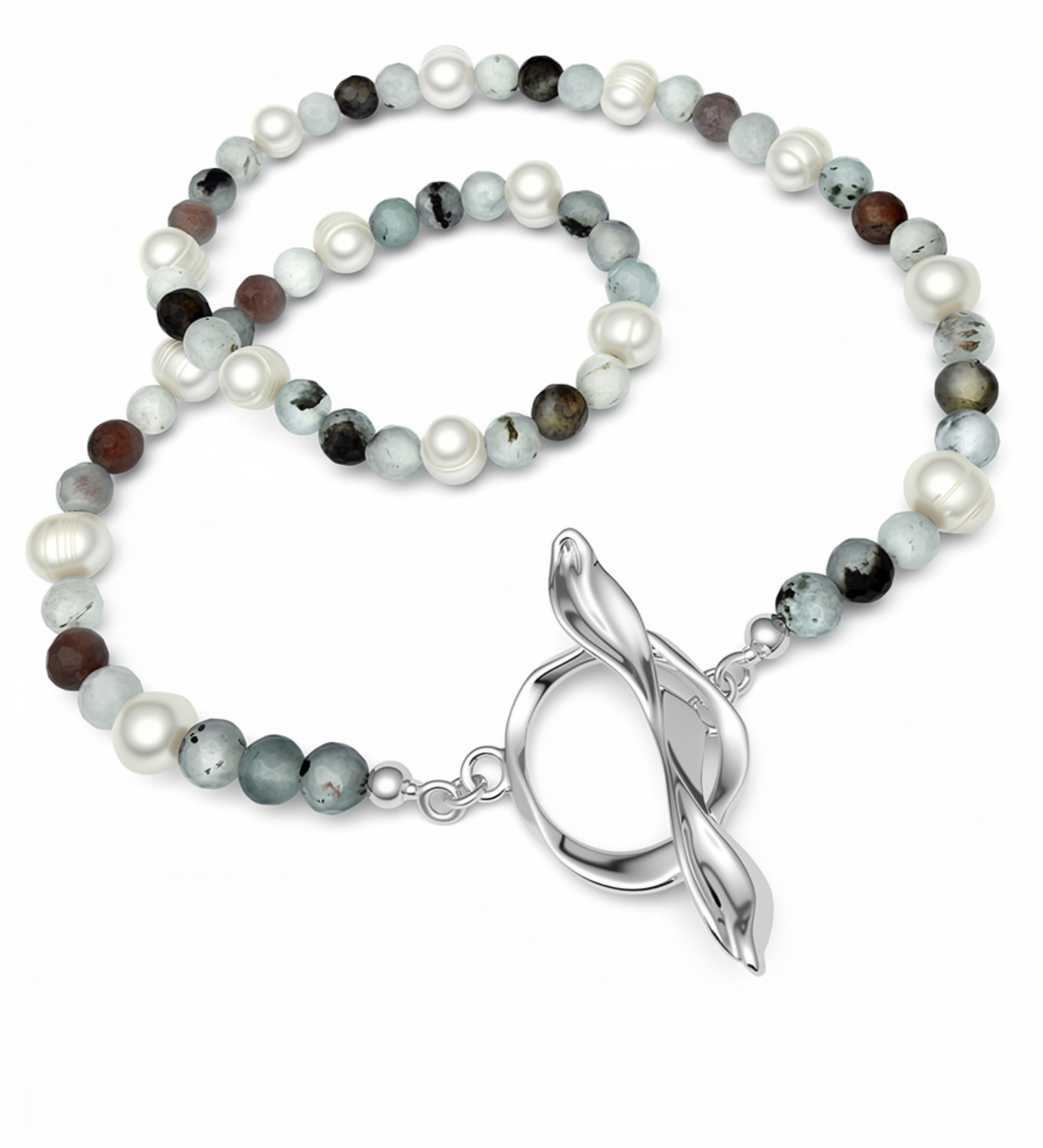 naszyjnik Lust & Trust Silver Agaty i Perły - Marai Jewelry