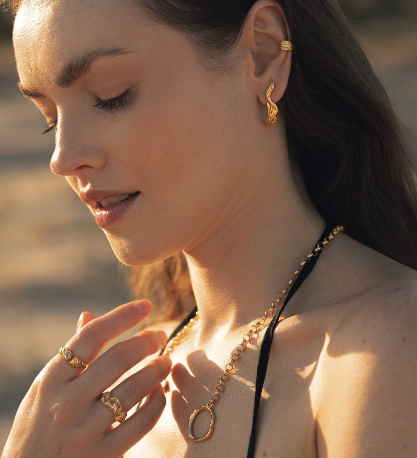  - Nausznica Warm Embrace Gold - Marai Jewelry